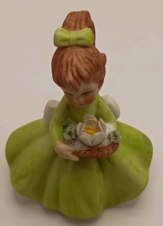 Vtg. Kitch Napcoware Flower Girl Of The Month Birthday Figurine July Water Lily