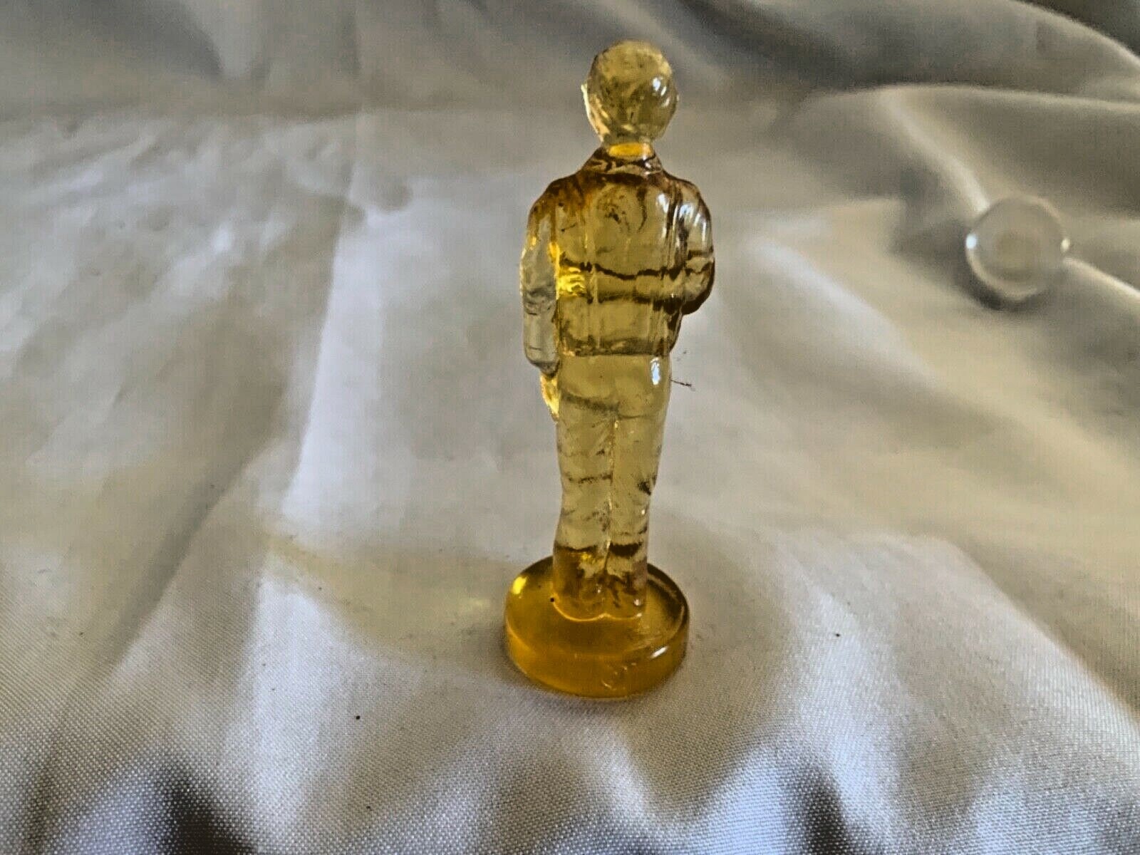 VINTAGE 1970’s Degenhart Glass Yellow Colonial John Alden Male Boy Figurine