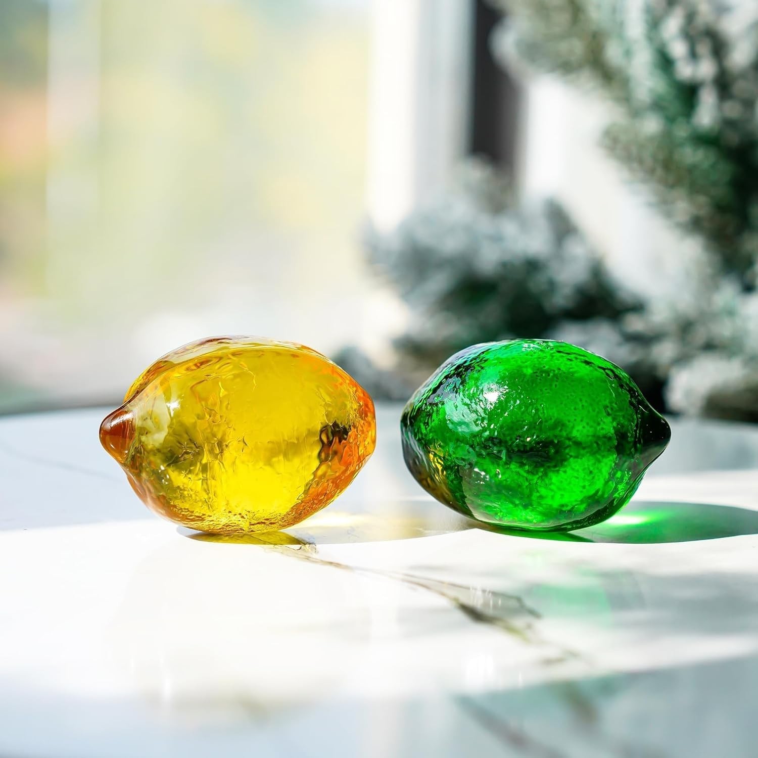 Glass Lemon Figurine Collectibles Glass Fruits Decoration for Home Kitchen Of…