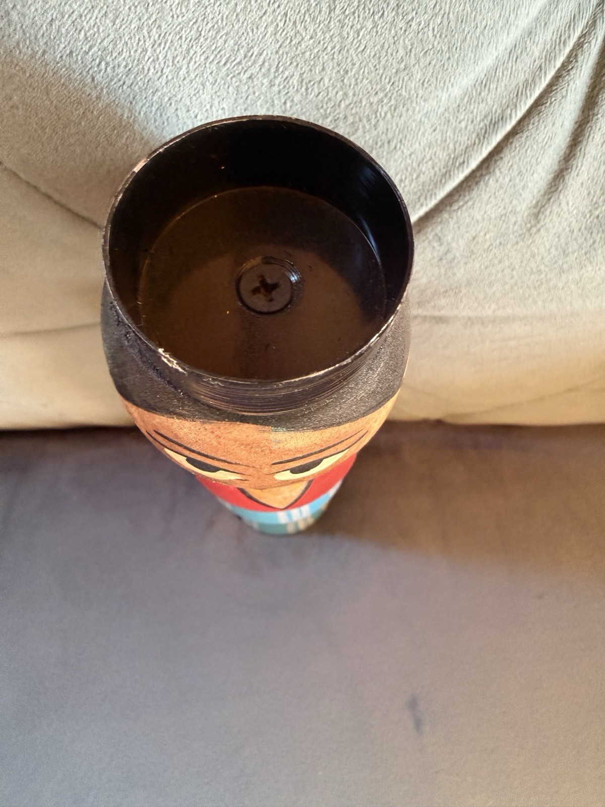 Primitive Wood ethnic peg Doll W/ Tea Lite Holder Hand Painted Collectible