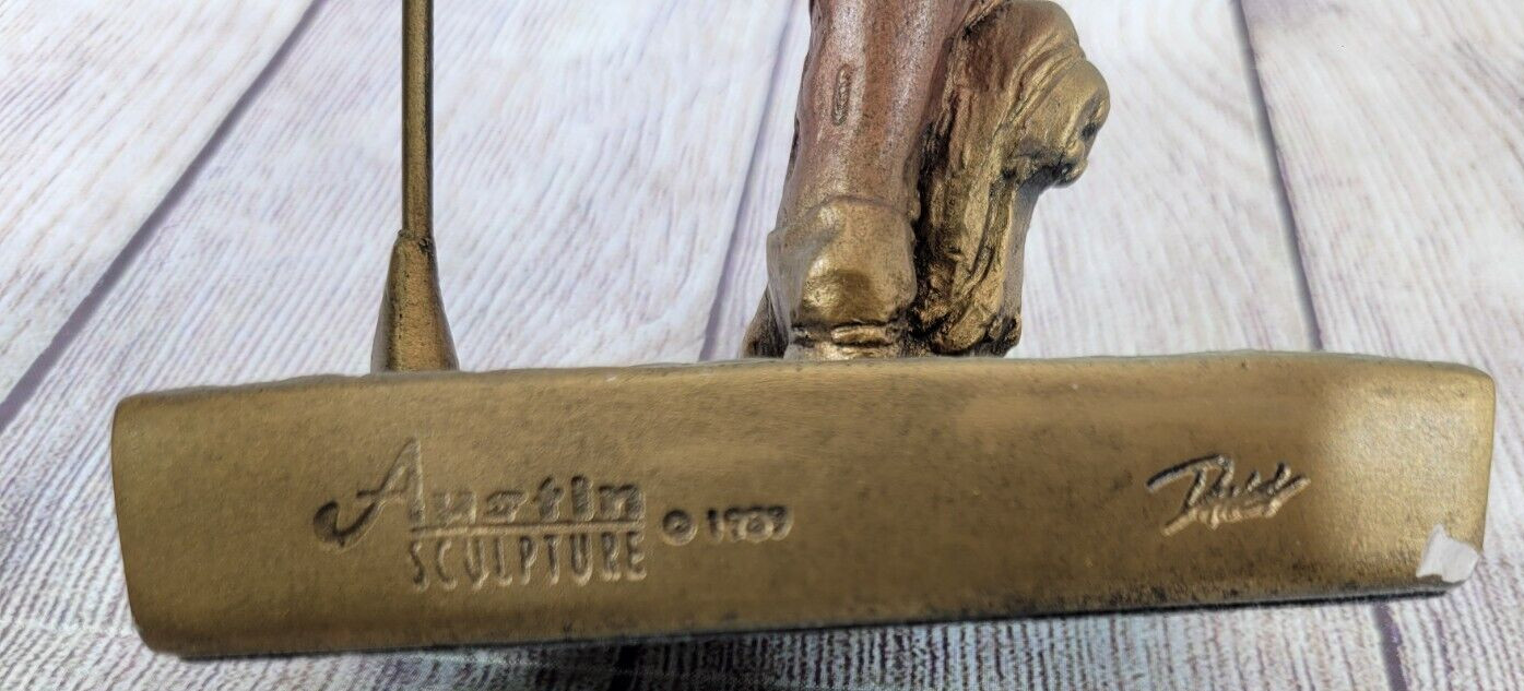 Vtg 1989 Resin / Bronze Austin Golfer Sculpture 2001 French-American Open Trophy
