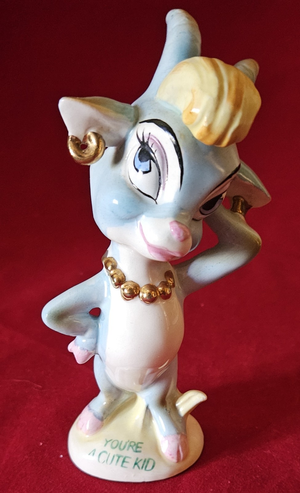 Sexy Goat MCM Kitsch Anthropomorphic Cute Kid MIJ 6″ Pastel Big Eyes Horns 60’s