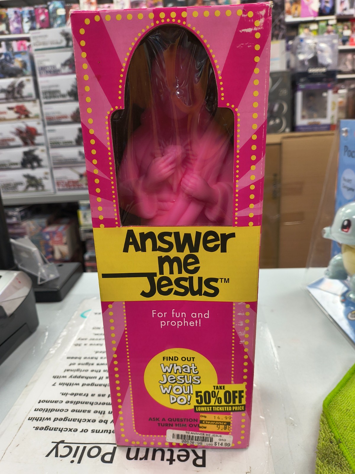 Vintage Answer Me Jesus Velvet Plastic Statue WWJD Magic 8 Ball RARE – w/ Box