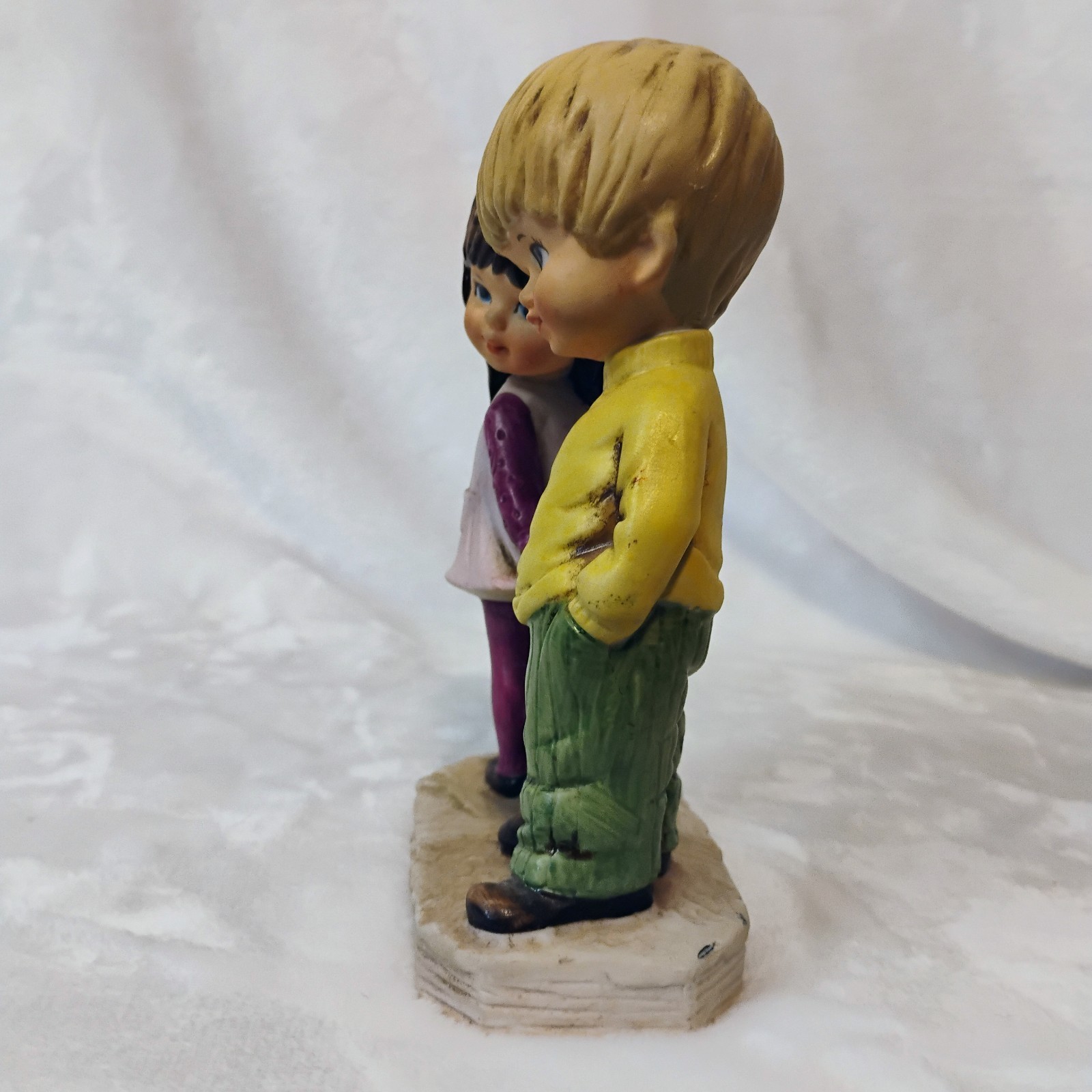 Vtg 70s MOPPETS Fran Mar Boy Girl Porcelain Figure Young Love Retro Home A