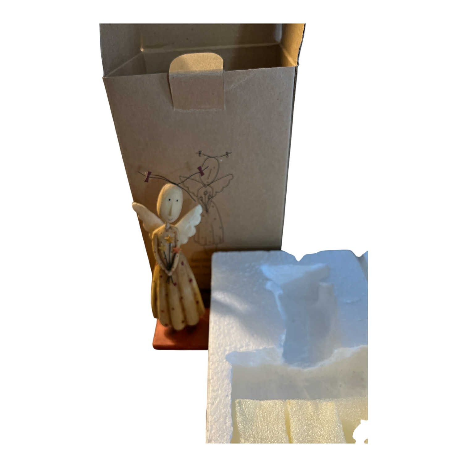 RETIRED 2004 AUGUST MOON ANGEL WINGS DAN DiPAOLO ANGEL FIGURINE STARS 6″ W / BOX