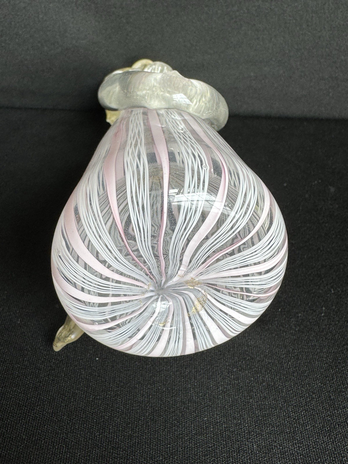 Murano Venetian Art Glass Angel Figurine Pink Latticino Filigrana 24k Gold Leaf