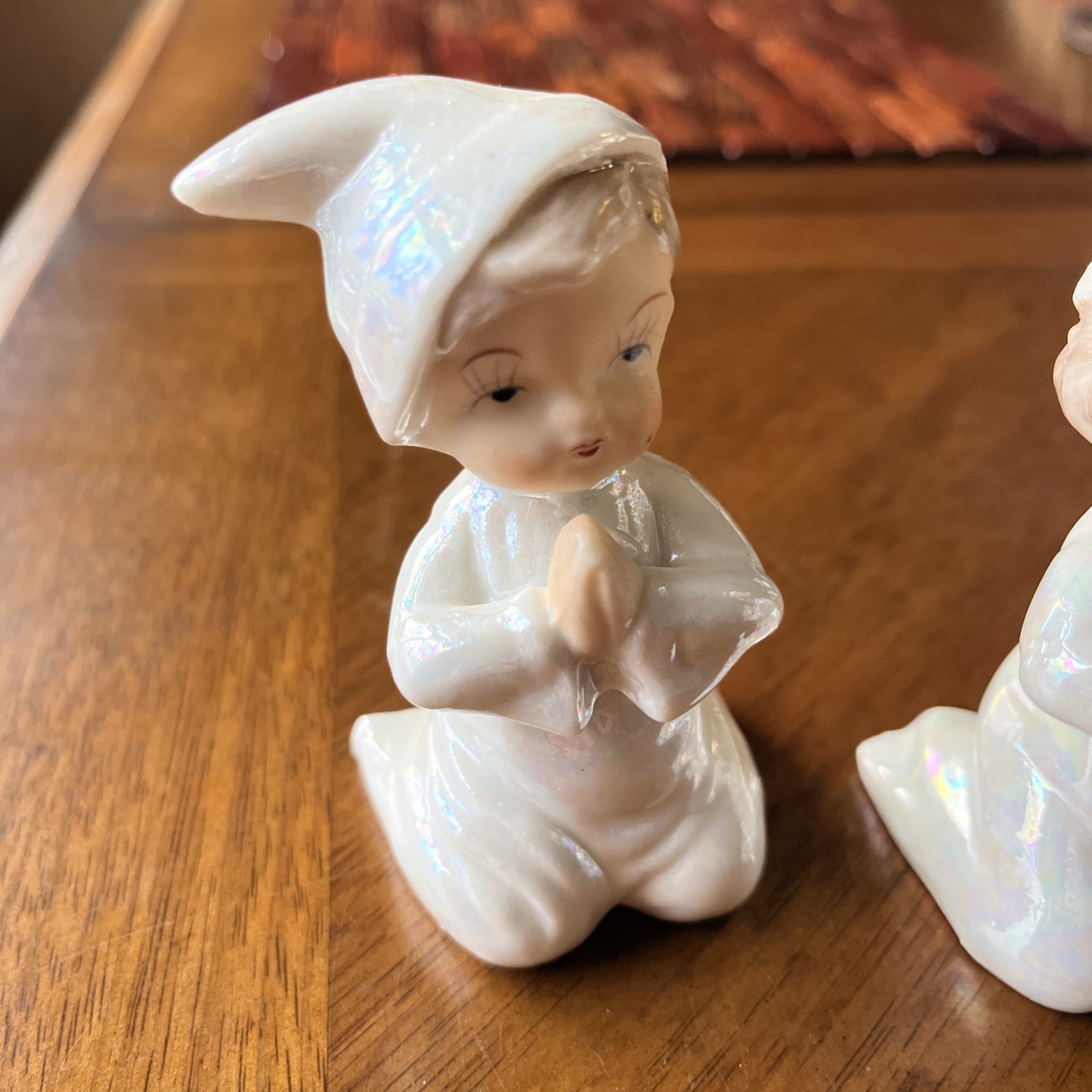 Two (2) Ceramic Collectible Praying Child Statues 3.5” Tall Vintage Japan