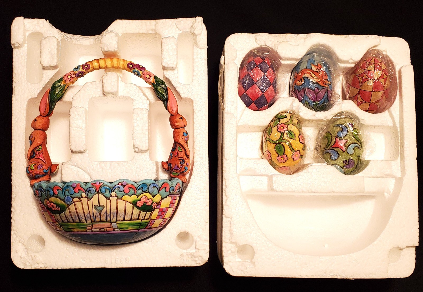 Jim Shore Heartwood Hunting Eggs Finding Joy Easter Basket with Eggs 4007945