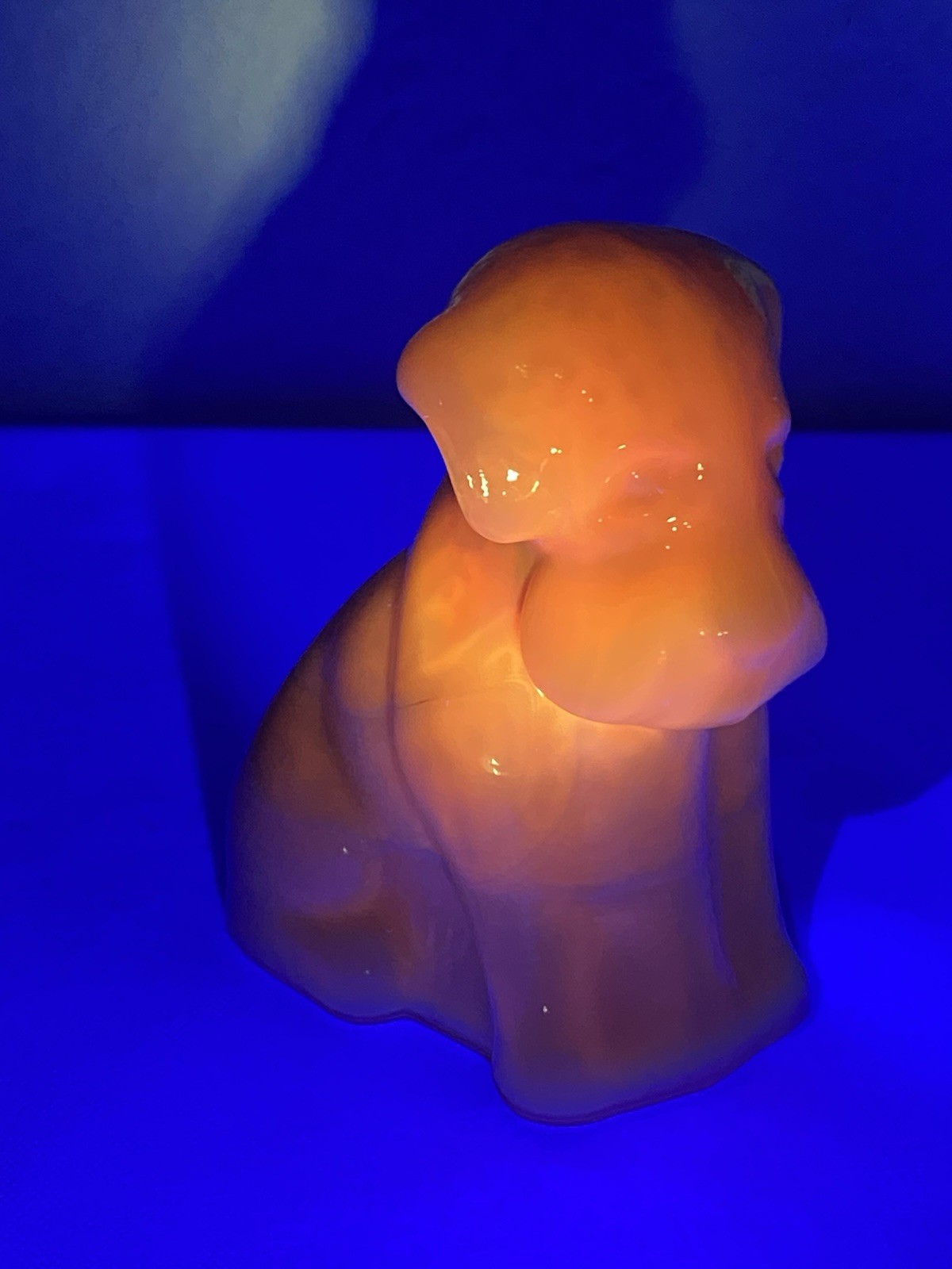 Degenhart “Pooch The Dog” Ivory #1 Custard Slag Vintage GLOWS Orange 4/18/1977