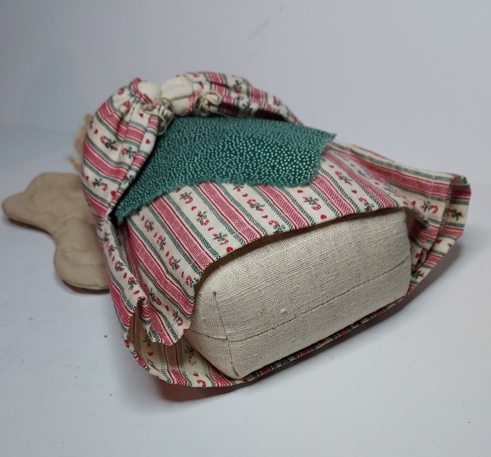Fabric Stuffed Provencale Angel With Halo and Quilted Wings