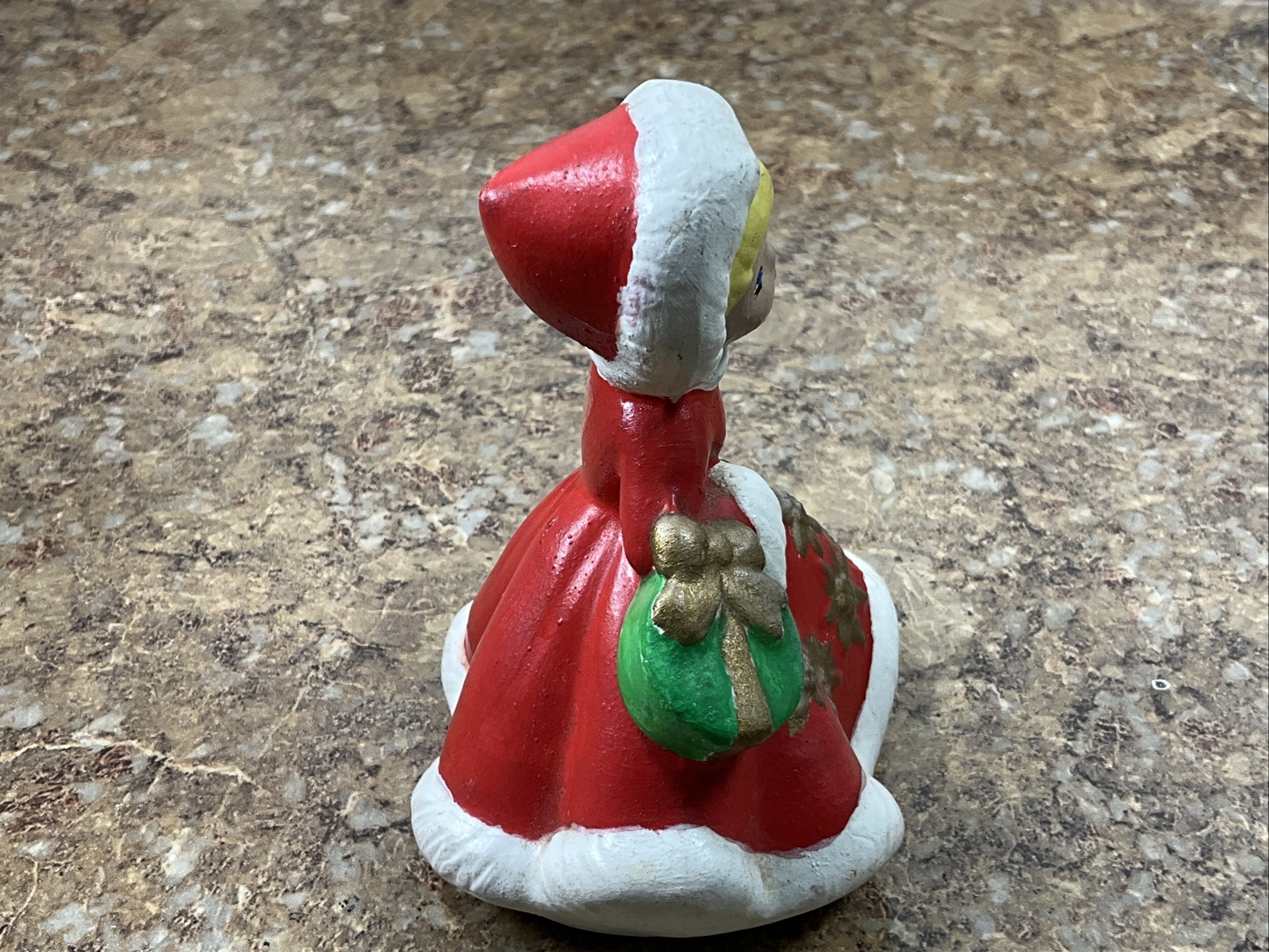 3 1950 Christmas Girl Red Poinsetta Dress Purse Hat Box & Green Gold Approx 3.5