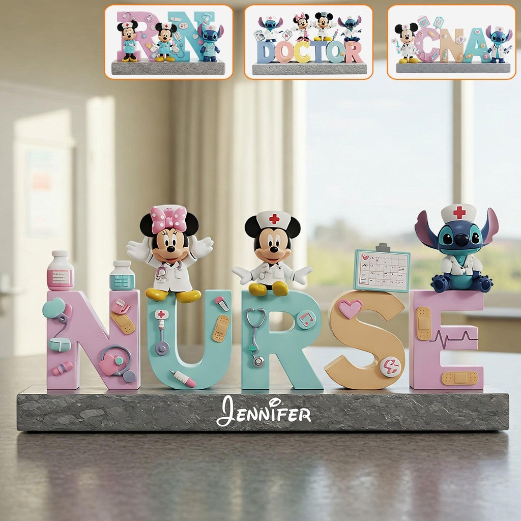 Personalized Disney Nurse Doctor RN Acrylic Plaque Wooden Block Desk Decor Gift