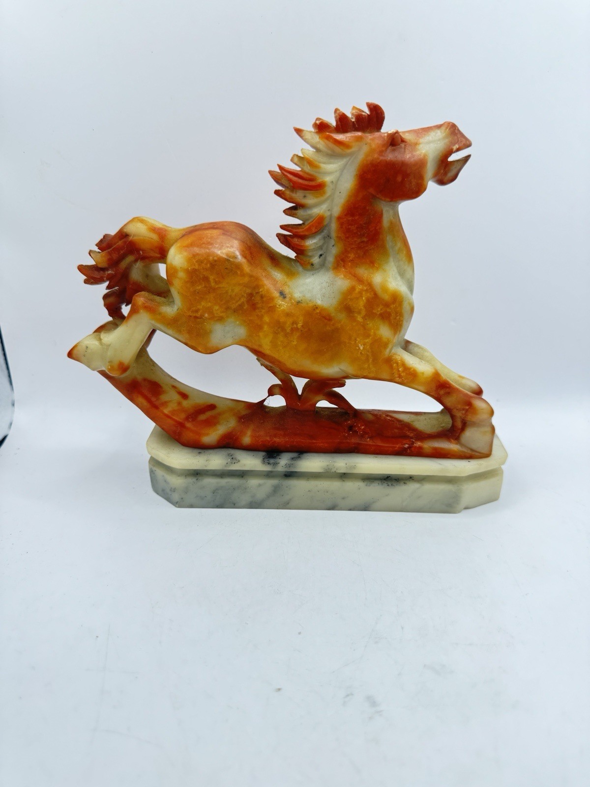 Vintage Chinese Carved Horse Hardstone Figurine Sculpture Dated Nov 1988