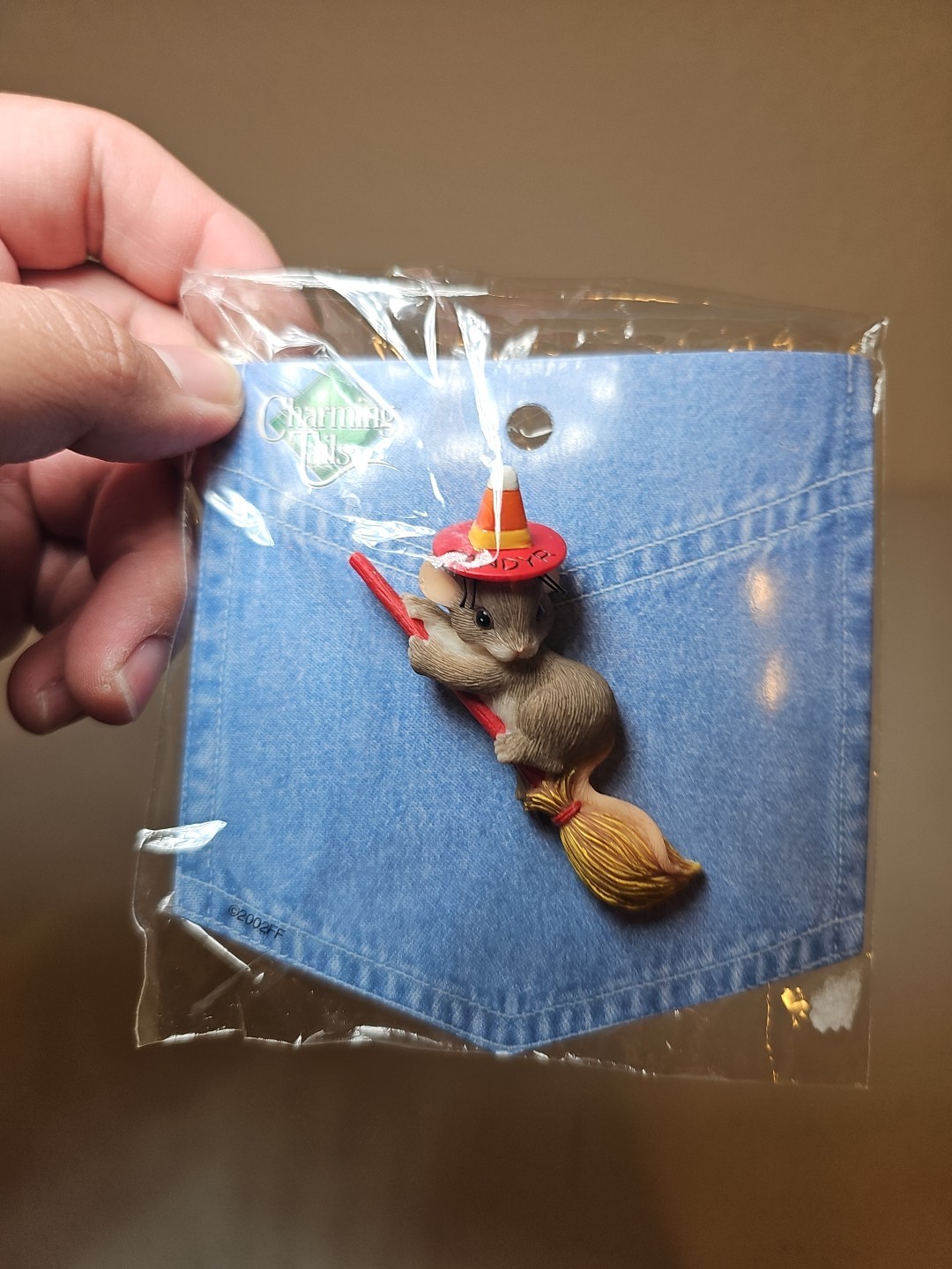 Charming Tails Lapel Pin 80/123 Witch Riding Broom Halloween