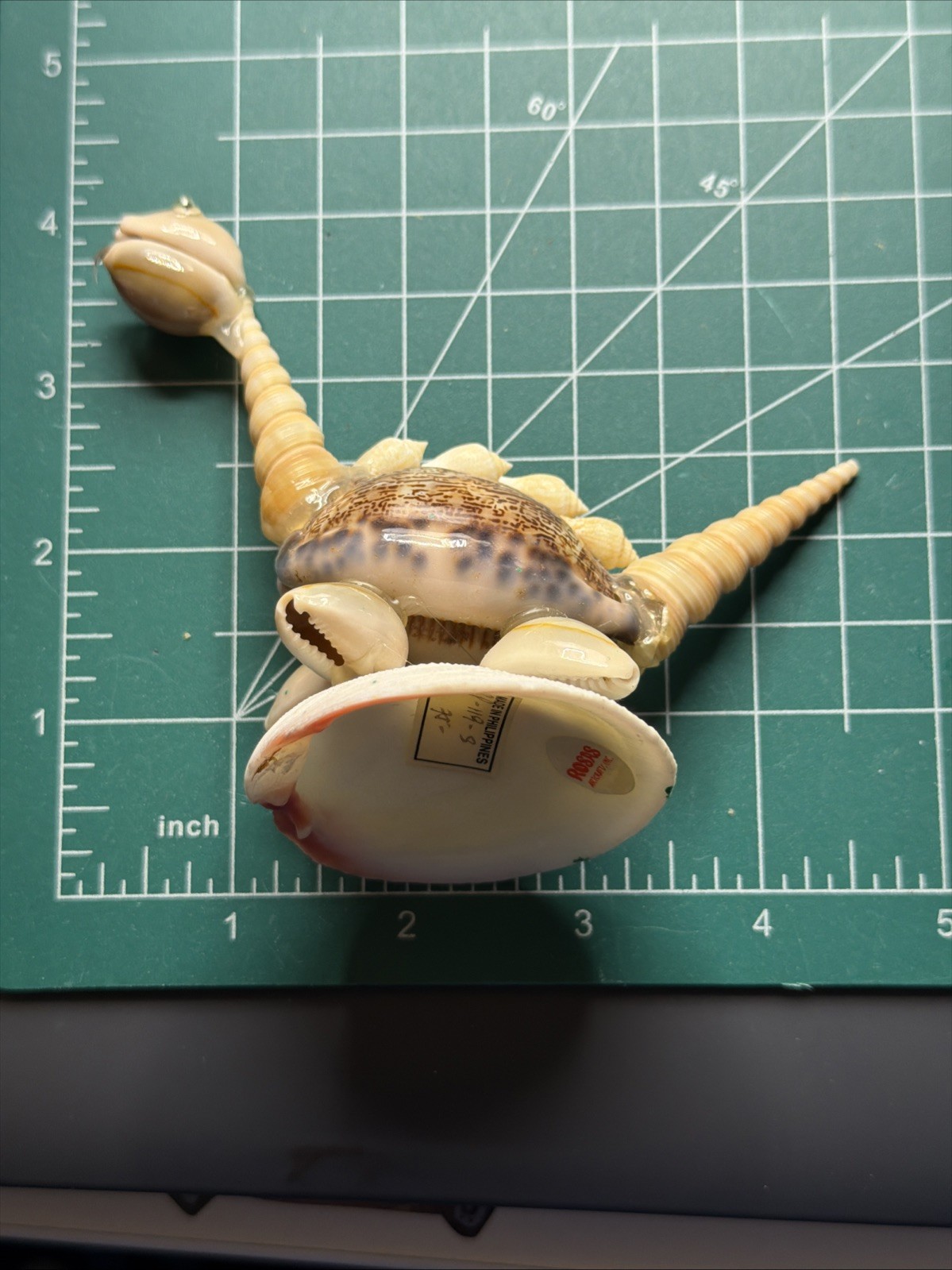 Vtg Dinosaur Sauropod Seashell Folk Art Figure Sculpture Curio Souvenir ROSAS