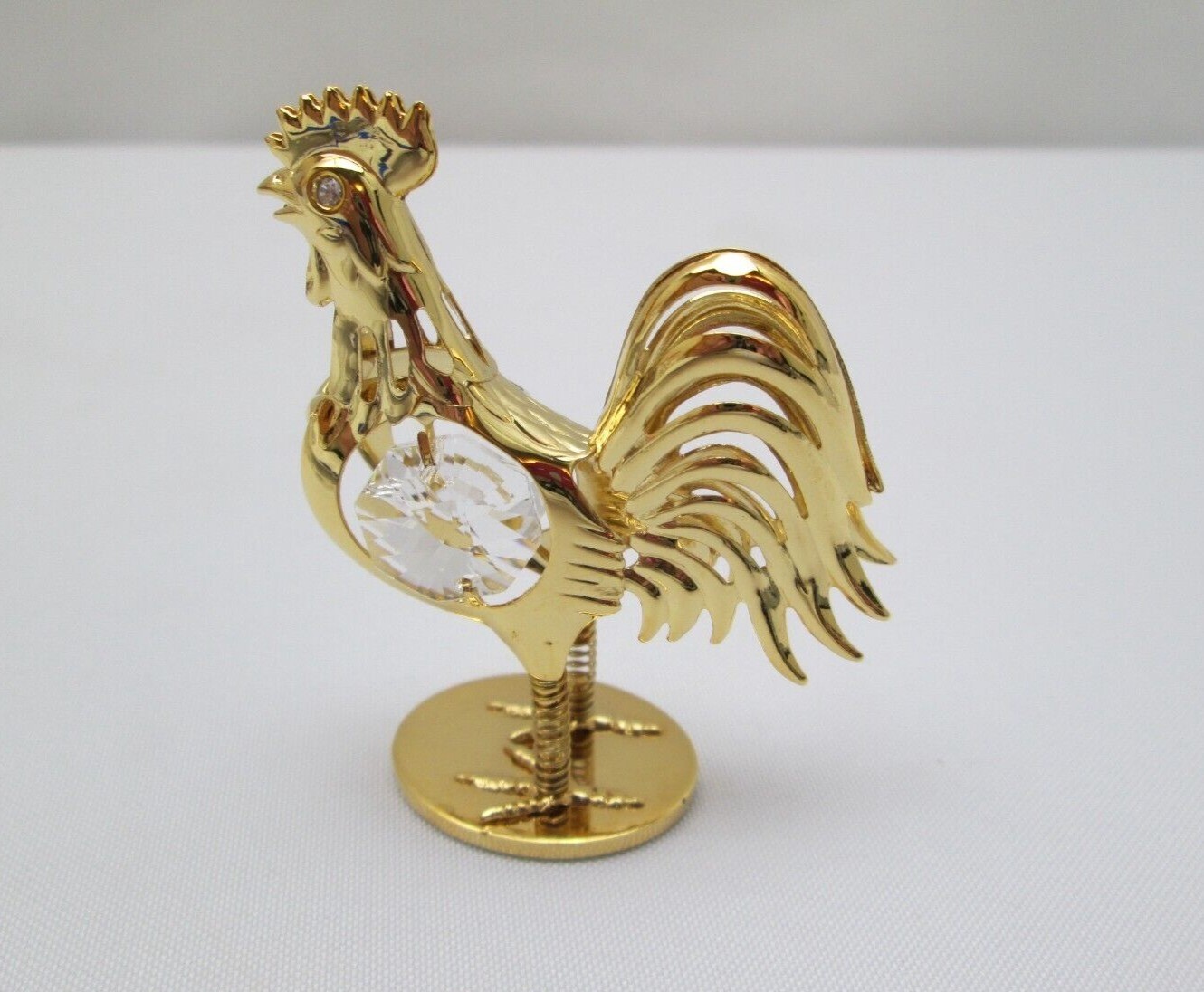 24K Gold Plated Rooster with Swarovski Crystals Figurine Ornament