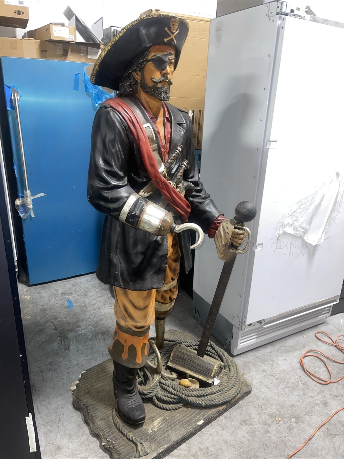 Pirate Captain Hook With Peg Leg and Sword Life Size Resin Statue Theme Display