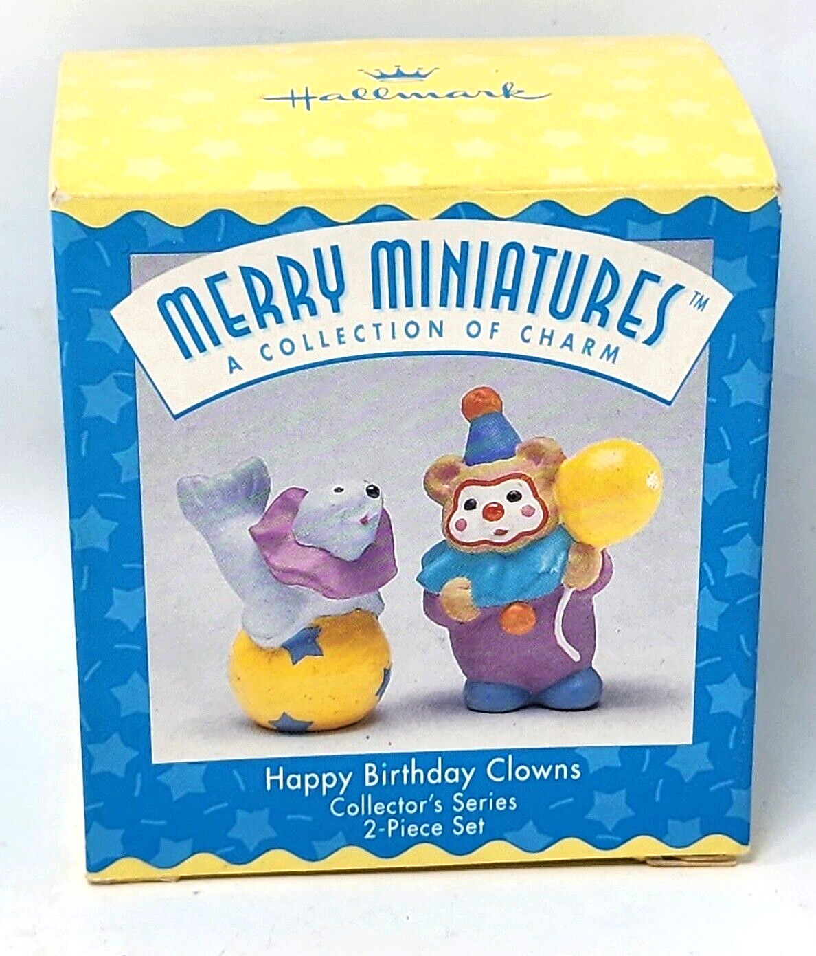 Hallmark Merry Miniatures Happy Birthday Clowns 2 Piece Set Figurines 1995