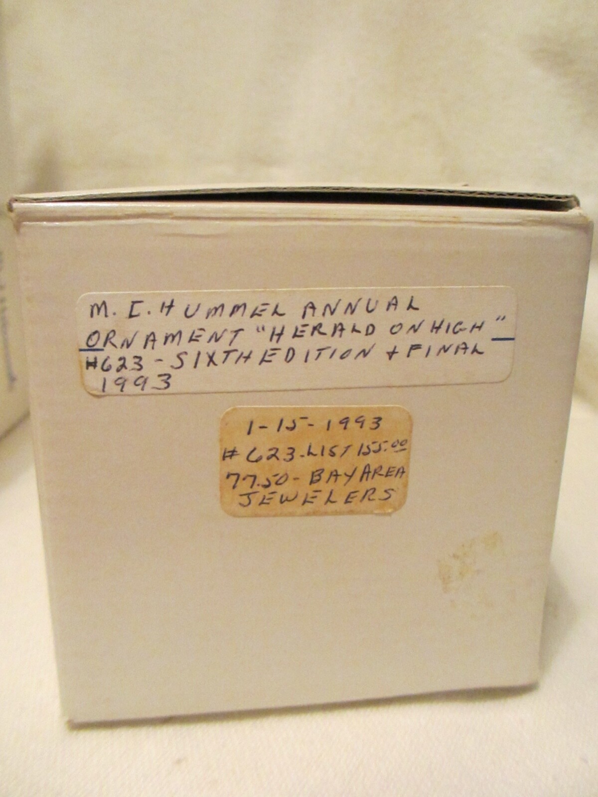 BOX ONLY EMPTY – for 1993 Hummel Flying Angel Ornament #623 – NO ANGEL