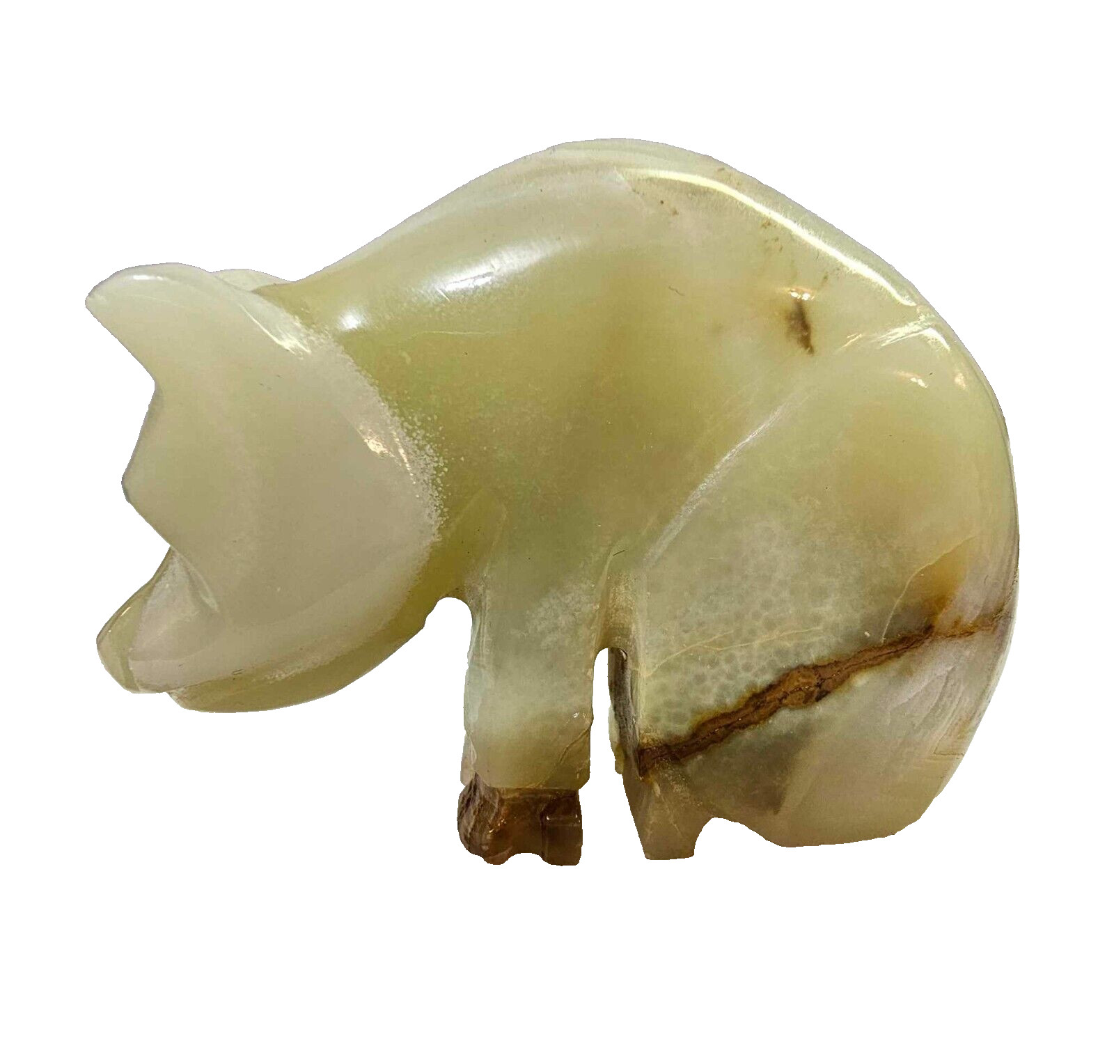 Vtg polar bear/ dog? carved animal onyx stone marble Statue Figurine-L3- READ