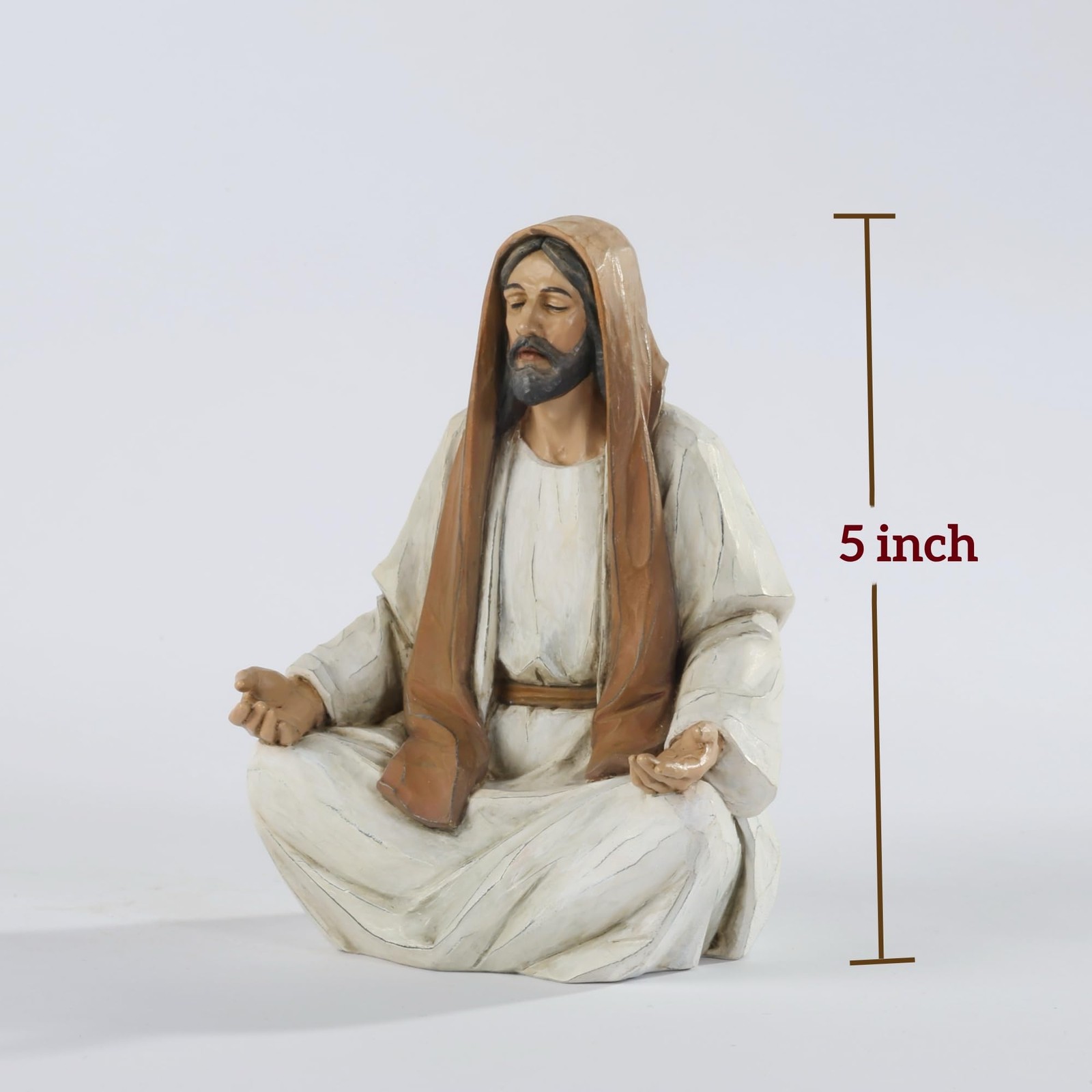 Jesus Christ Statue Meditation Jesus, 5 Inch Hand-Painted Decorative Statue, …