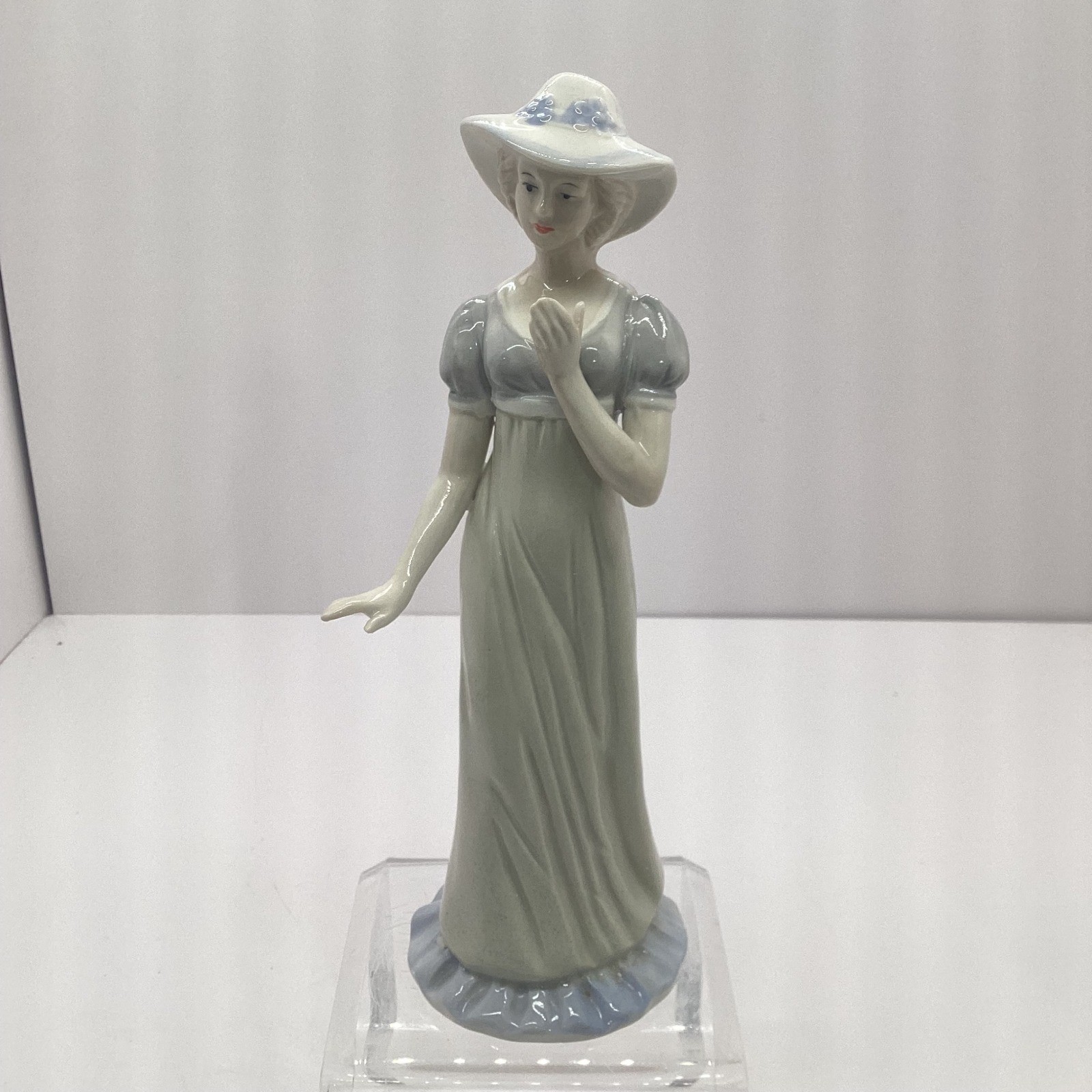 Porcelain Figurine Lady in Regency Dress and Bonnet Vintage Home Decor