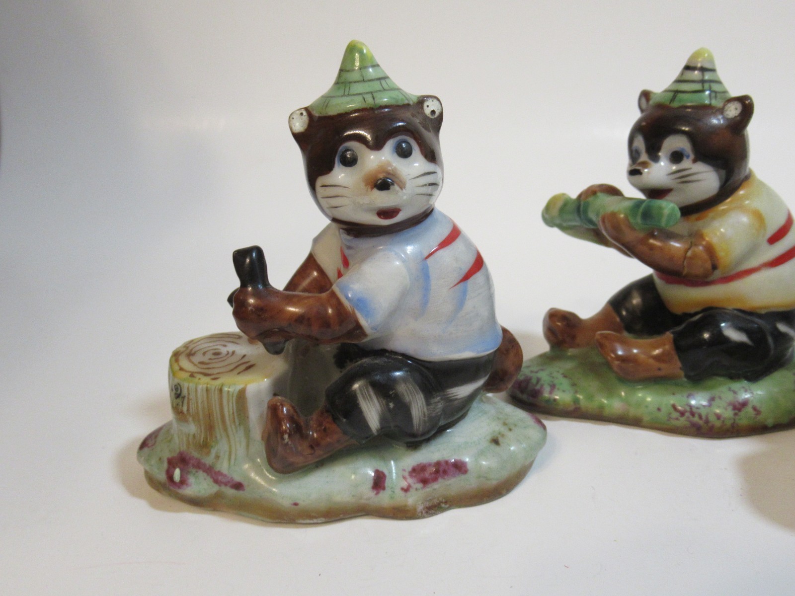 3 Occupied Japan Bears Animals Playing Instruments 4″ Anthropomorphic