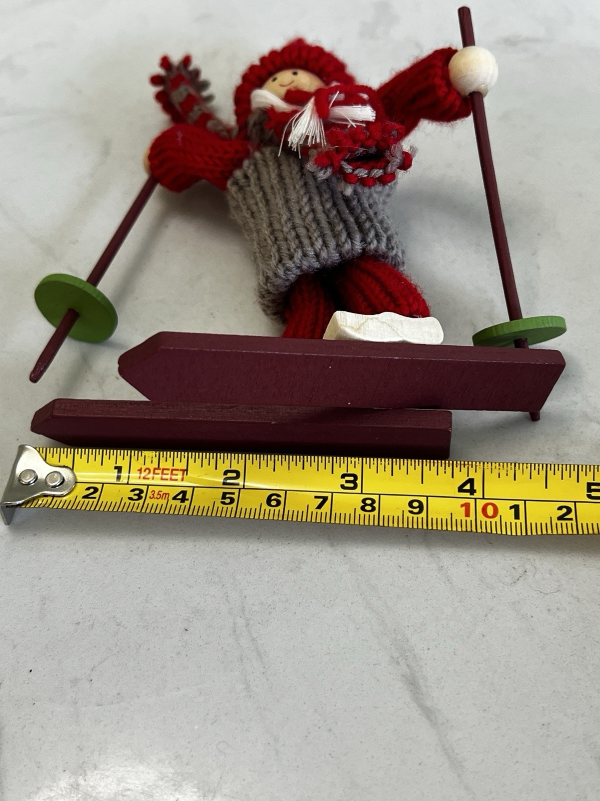 Vtg Swedish Tomte Ski Girl Figurine Handmade Scandinavian Folk Art Nordic Hygge