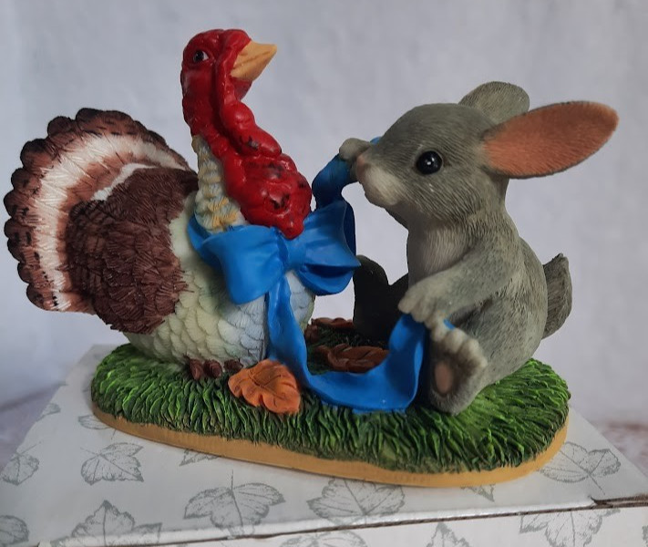 Charming Tails Fitz & Floyd Turkey with Dressing Thanksgiving Figurine #85/412