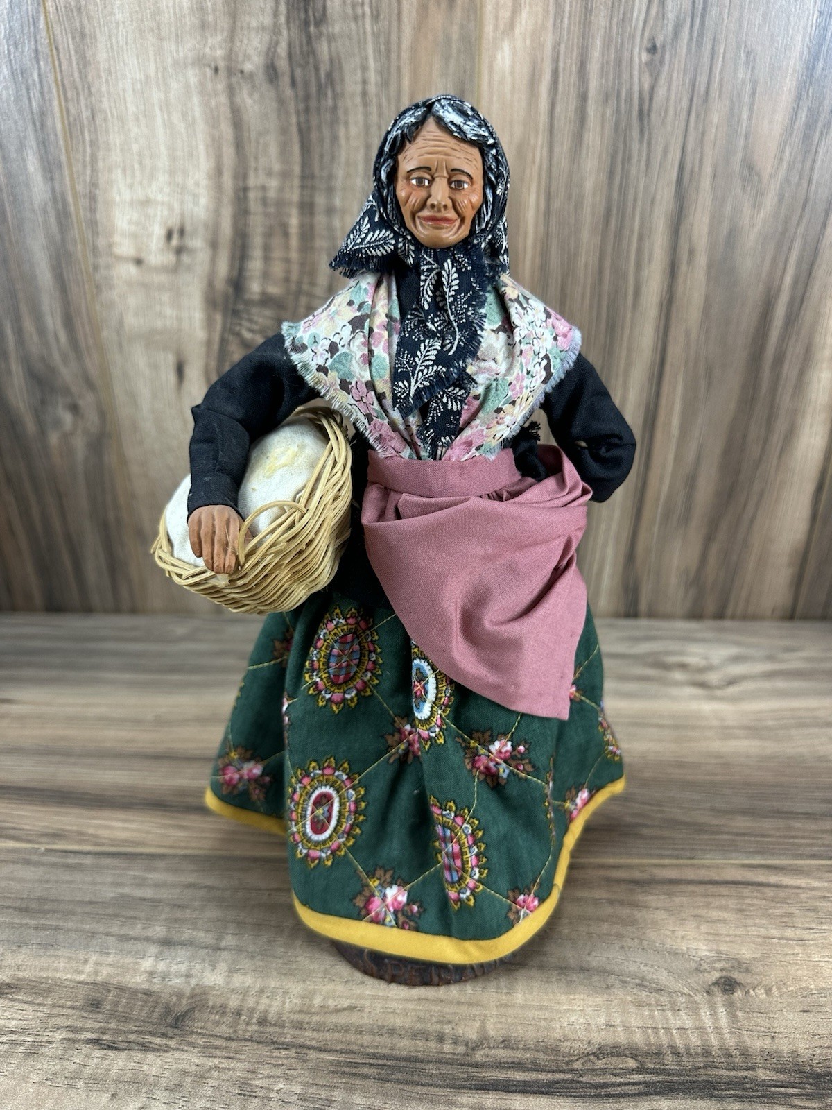 Santon De Provence France Folk Art Figurine Woman Clay 10” Tall Signed Speirano