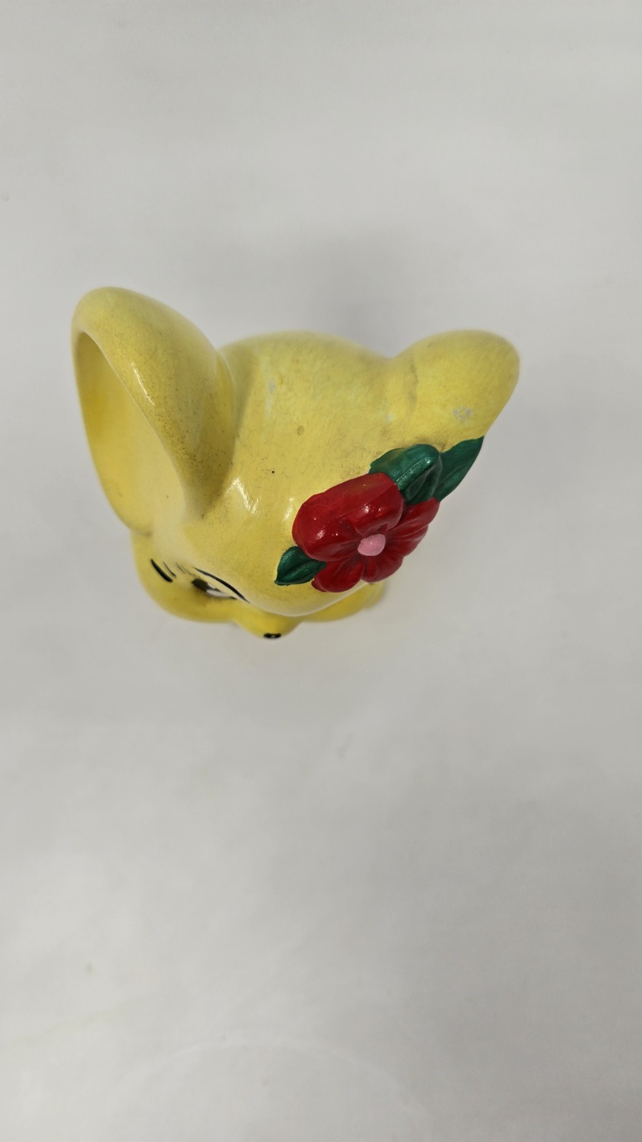 Vintage Mouse Figurine Yellow With Flower Japan Collectible Kitschy MCM