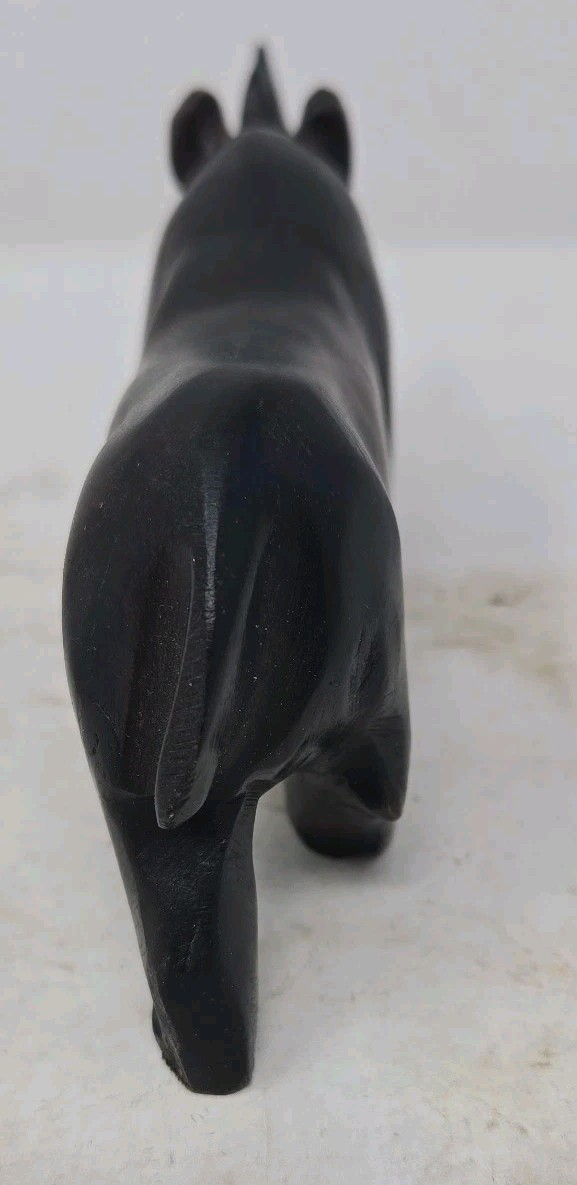 Hand Carved African Ironwood Rhino Figurine Safari Animal Sculpture 7” x 3”