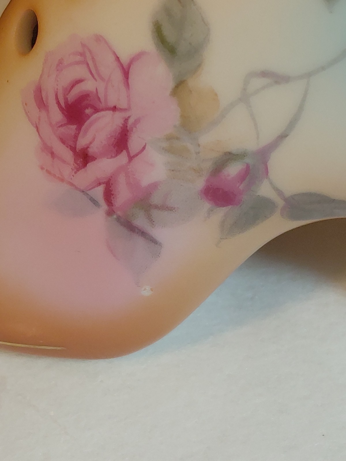 2 Vtg. Ladies Boot/Shoe- RS Porcelain Floral, Fenton Hobnail Milk glass