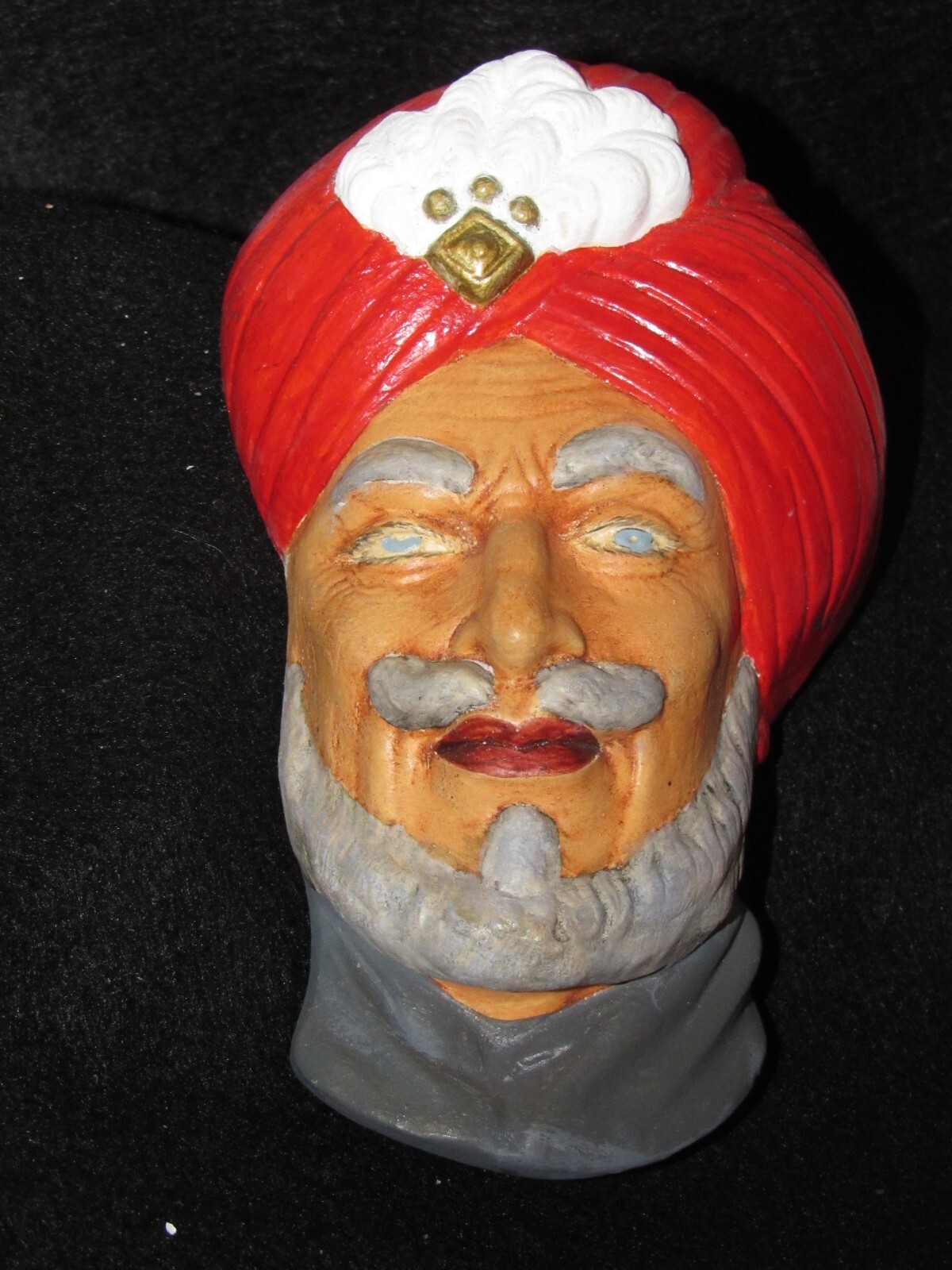 vtg Chalkware head wall plaque in style of a Persian Prince OR SIkh