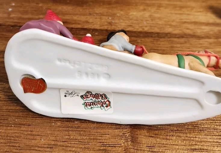 Vintage LEFTON Christmas Village Figure Accessory Horse Drawn Sled EUC