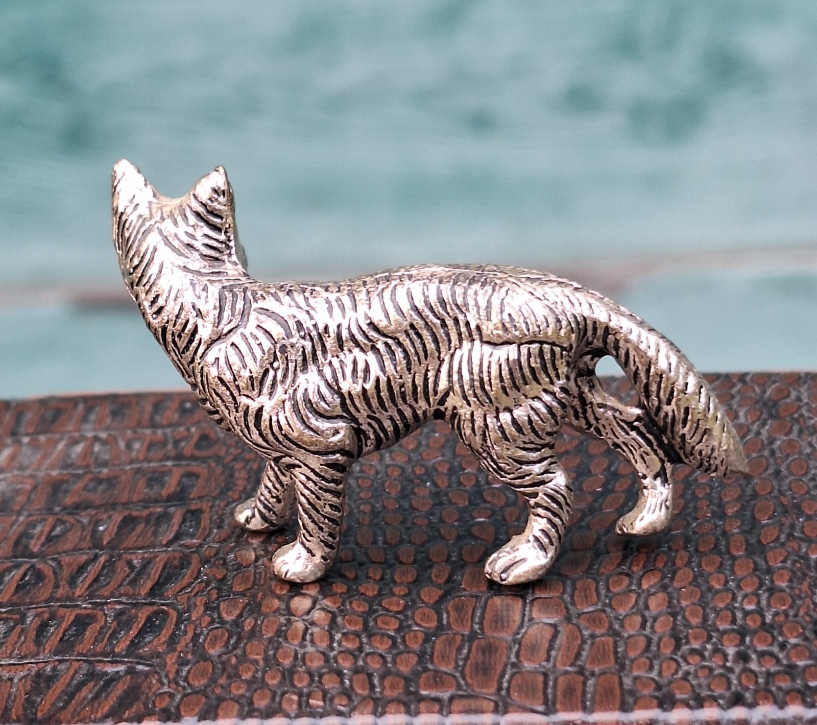 Vintage Fox Figurine Miniature Pewter Sculpture – 1970s