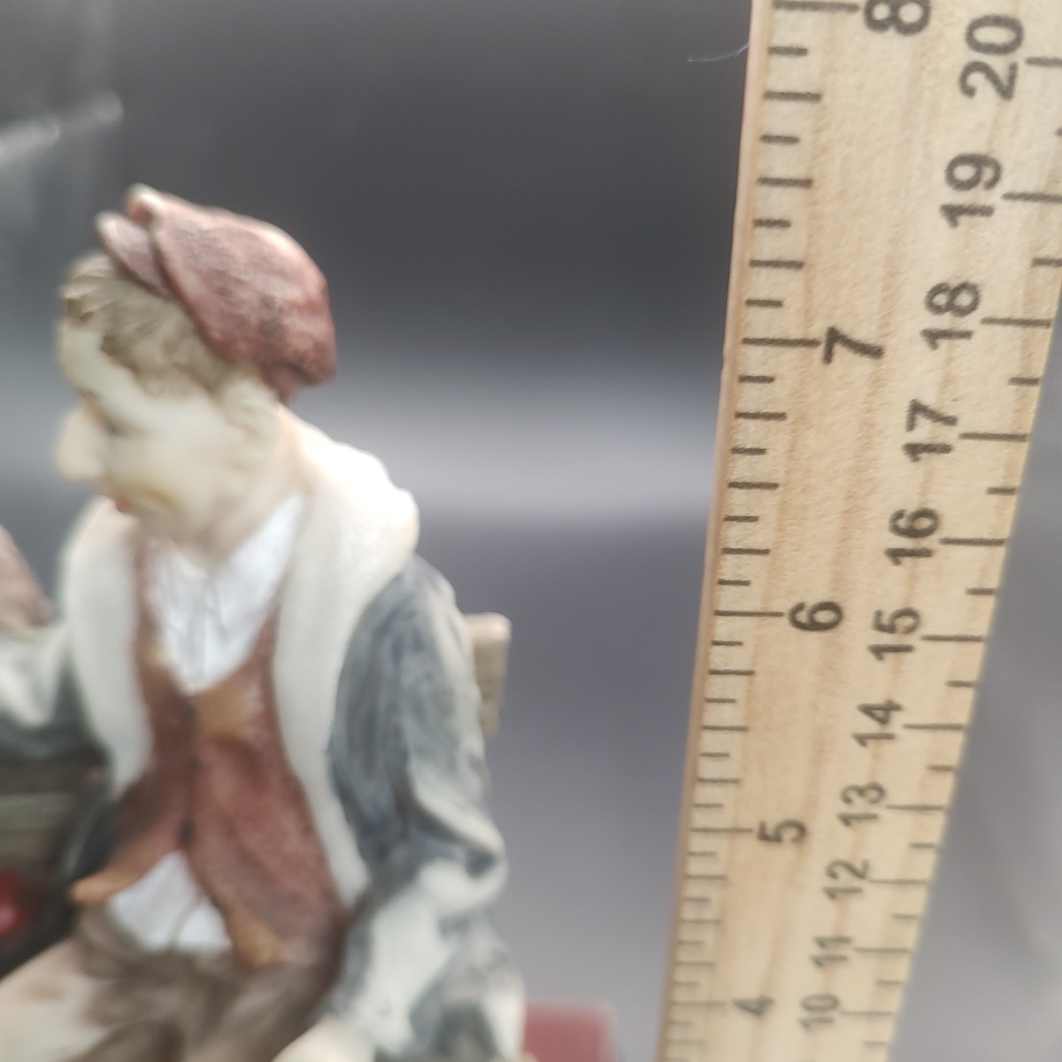 Vintage Capodimonte-style Porcelain Hobo Figurine 7 Inches Tall on Wooden Base