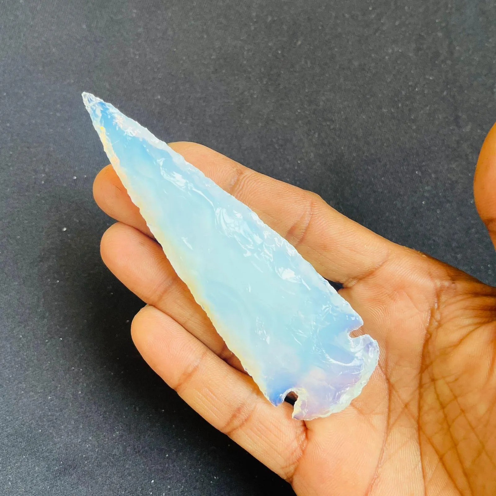Handmade Opalite Crystal Arrowhead Athame – Hunting Blade, Boho Crystal Gift