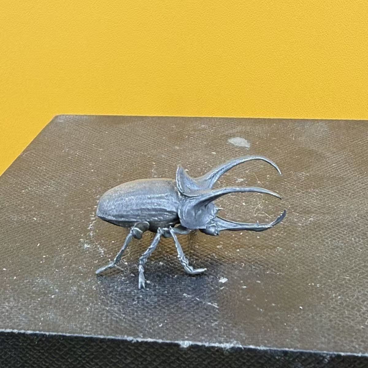 Miniature Rhino Beetle Metal Figurine – Detailed Insect Collectible Decor