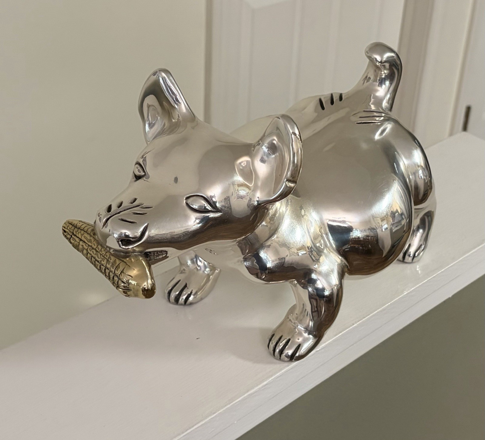 D’Argenta Large Maya Gold & Silver Plated Colima Dog Xolo Xoloitzcuintli Maize
