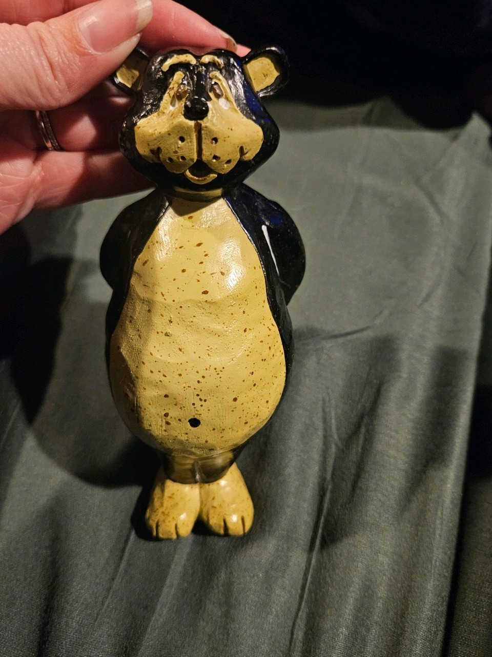 Ceramic black bear standing figure, Vintage Style