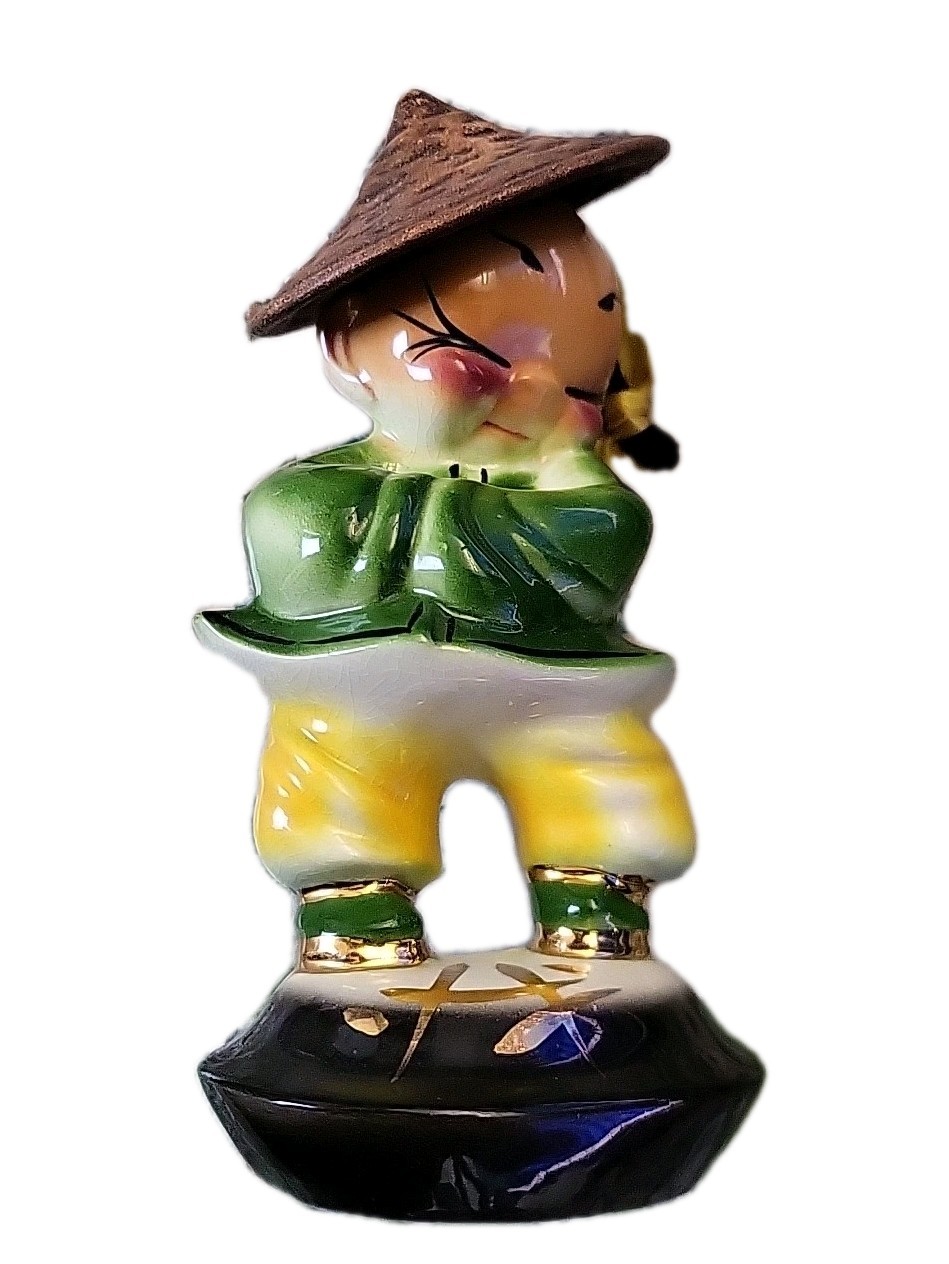Josef Originals California 1950s Asian Boy Tassel Green Hat Exc. Condition