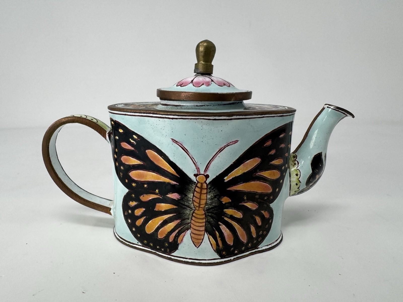 Vtg. Kelvin Chen Trade + Aid Miniature Enamel Butterfly Teapot No. 446 UK B-991