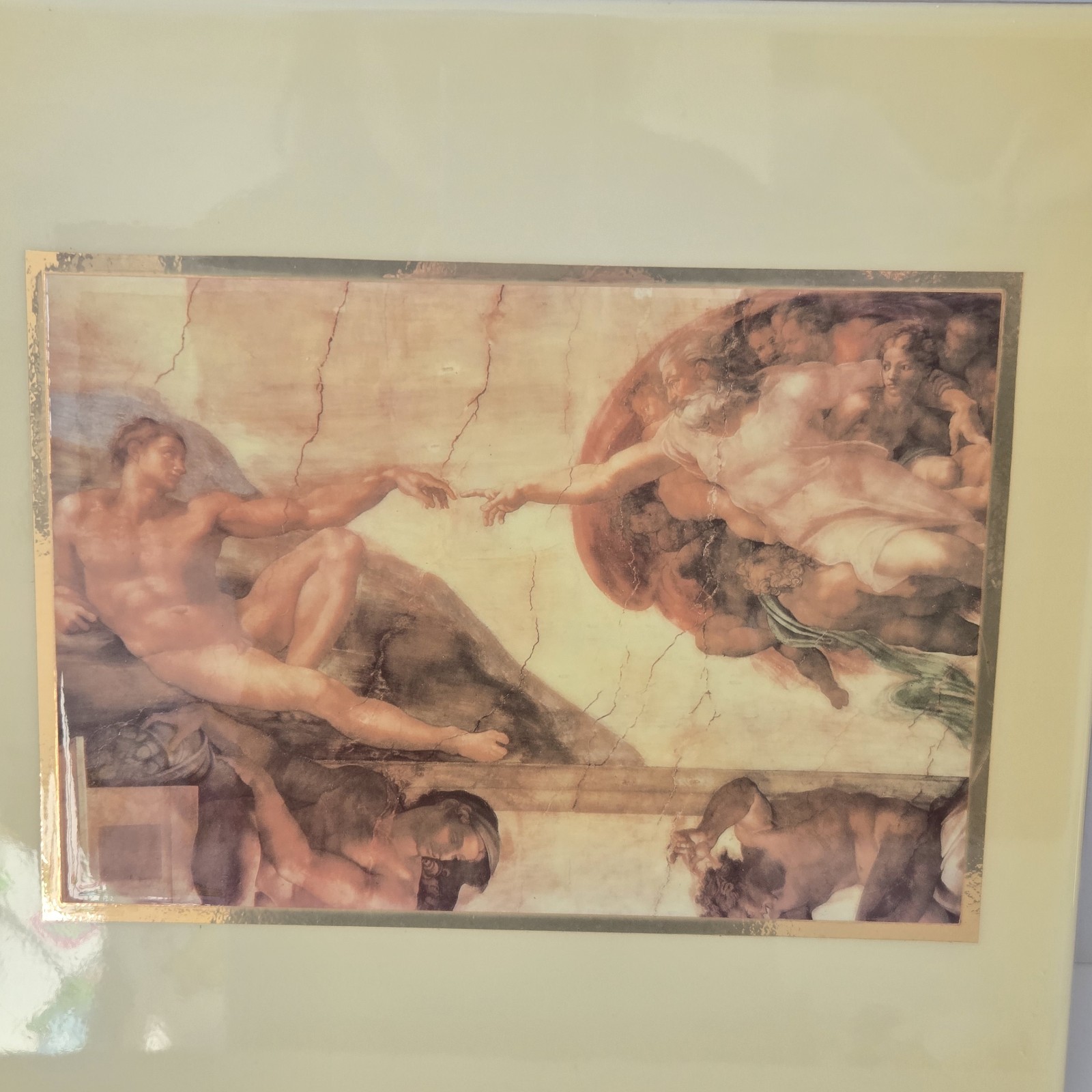 VTG A.R.T.Co USA Large 12×12 Ceramic Michelangelo- Creation Of Man Tile Wall Art