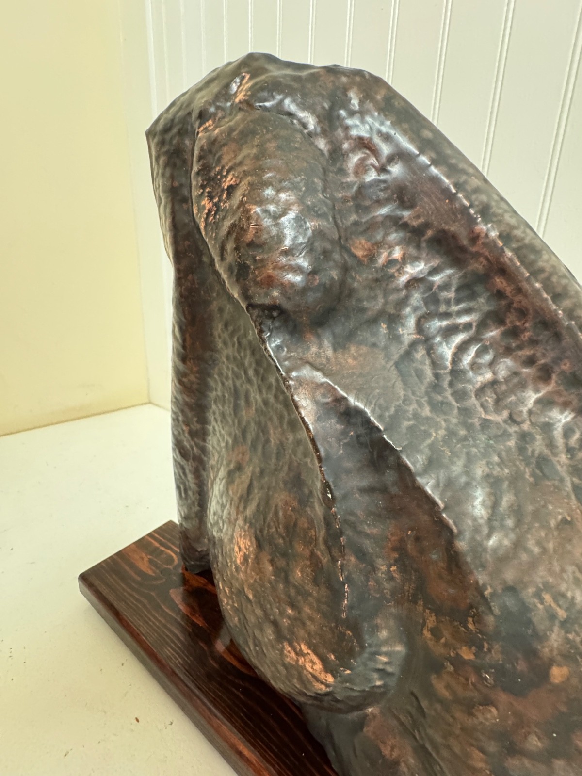 Mid Century Modern Hammered COPPER SCULPTURE with stand/ SPECIAL $