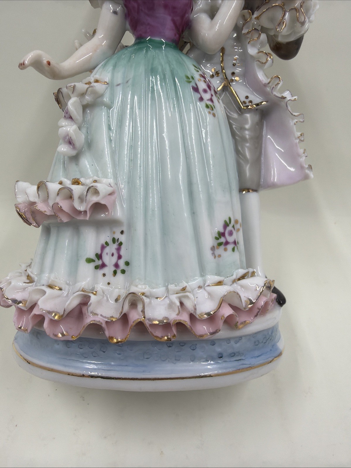 Vintage Bone China Lace Renaissance Dancing Couple Figurine With Crossed Swords