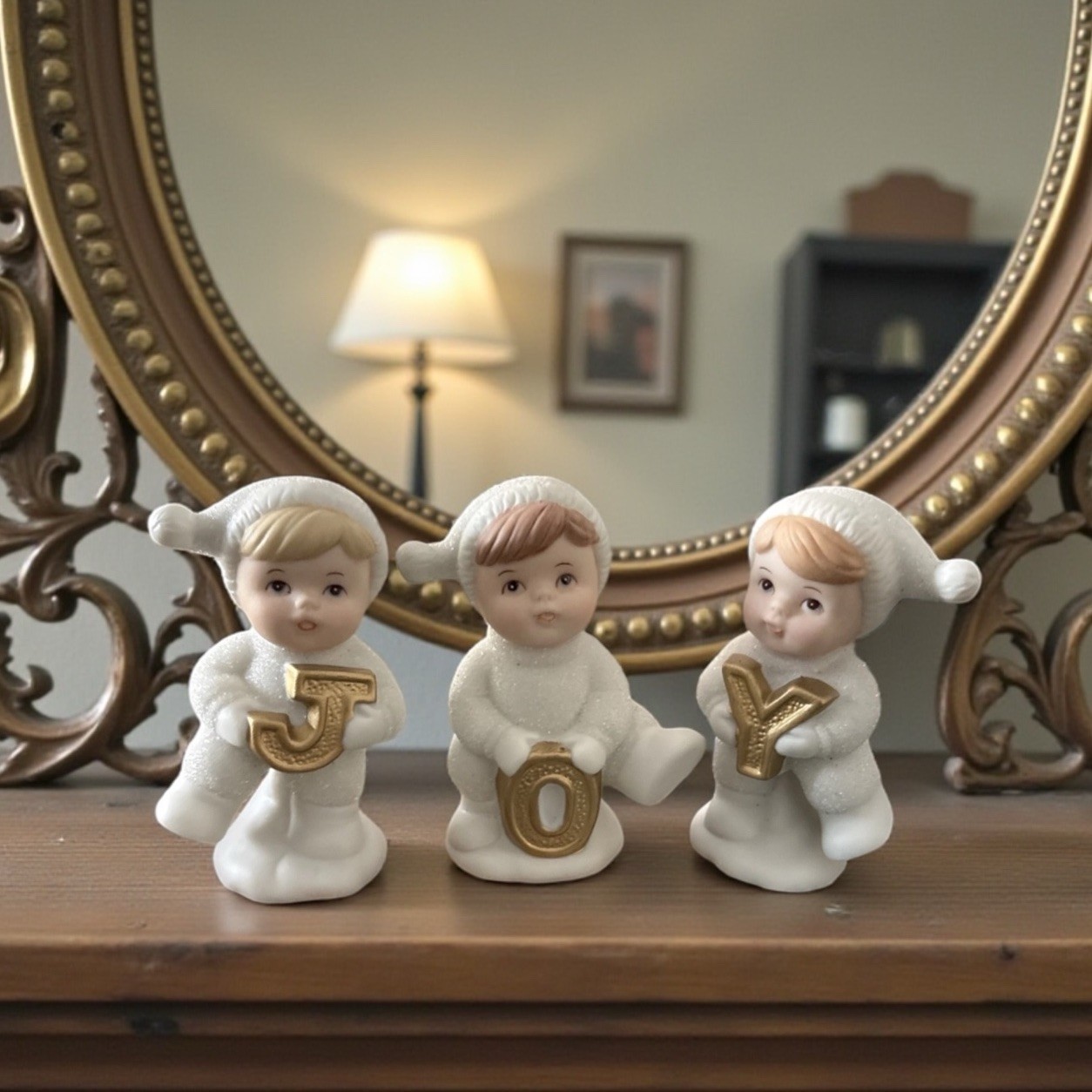 Home Interior Seasons JOY Snow Baby Figurines 51091-98 Lot of 3