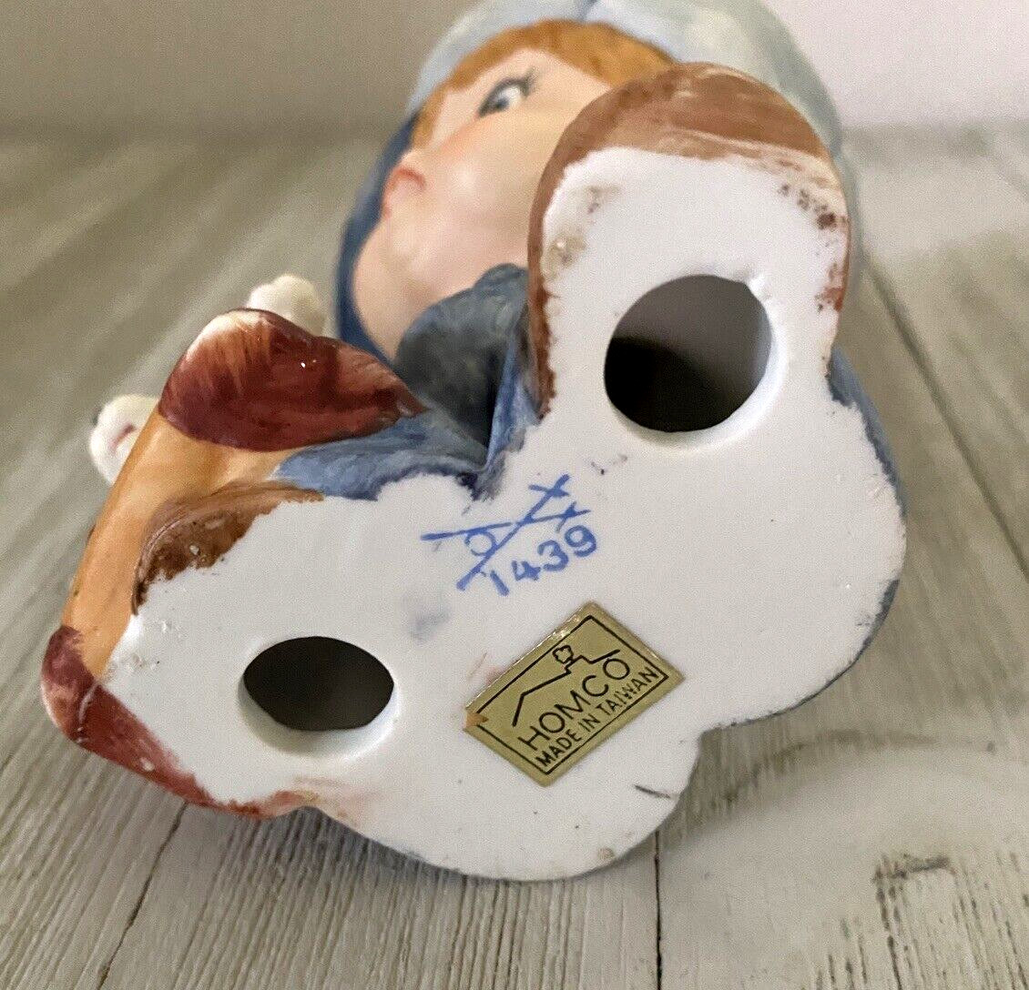 Vintage Homco LITTLE BOY AND GIRL DOG And CAT #1439 Porcelain Figurines 5” High