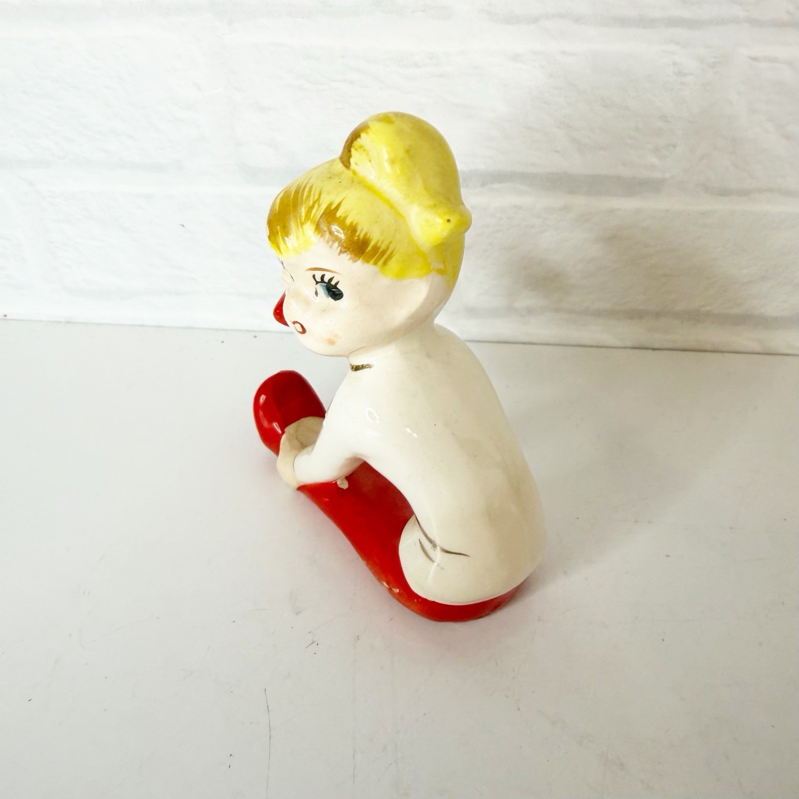 Vtg 50s 60s Teen Girl Talking On Telephone Figurine Teeny Bopper Japan Kitsch