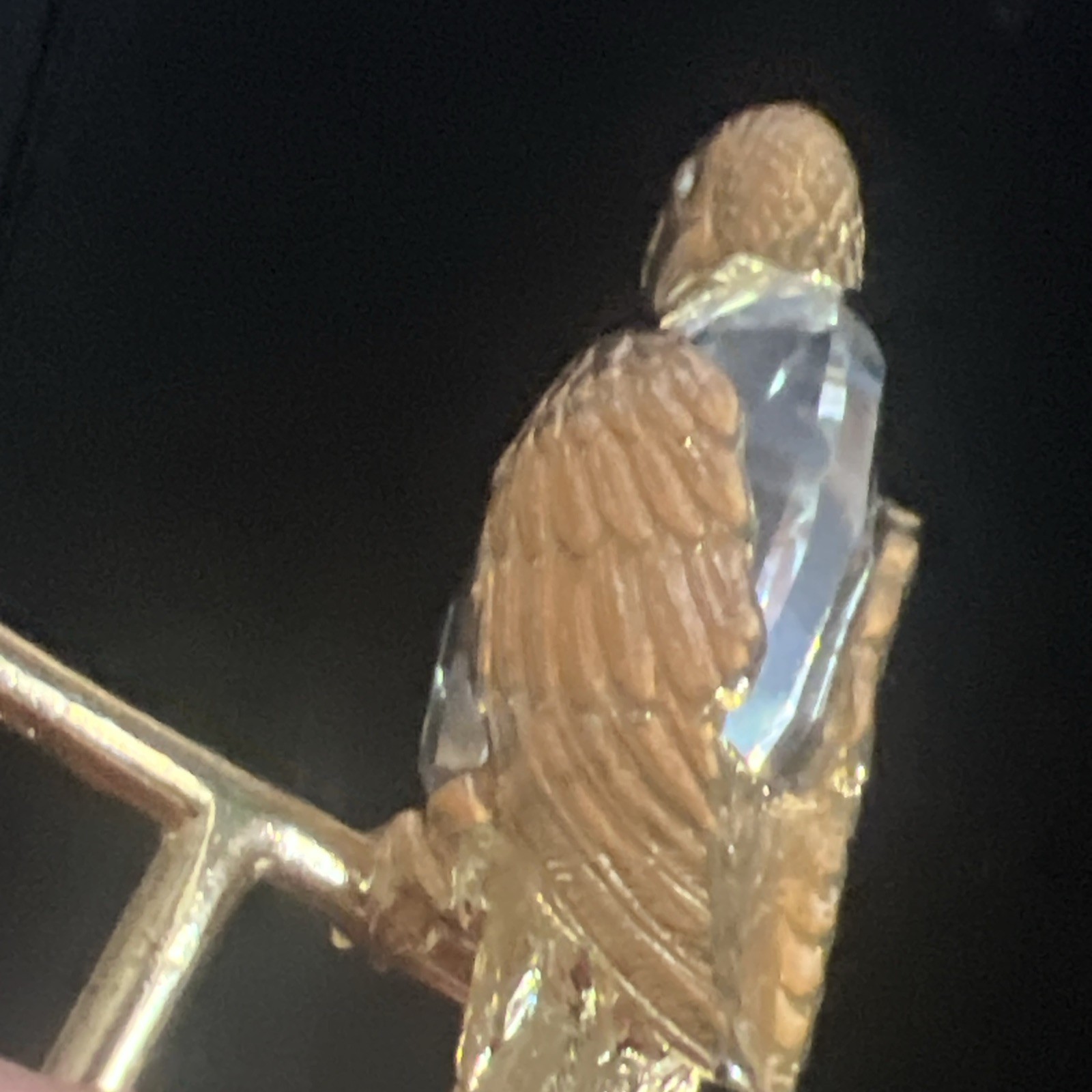 Vintage 1984 Swarovski Manon Crystal Parrot on Perch Figurine Gold Tone Mirror